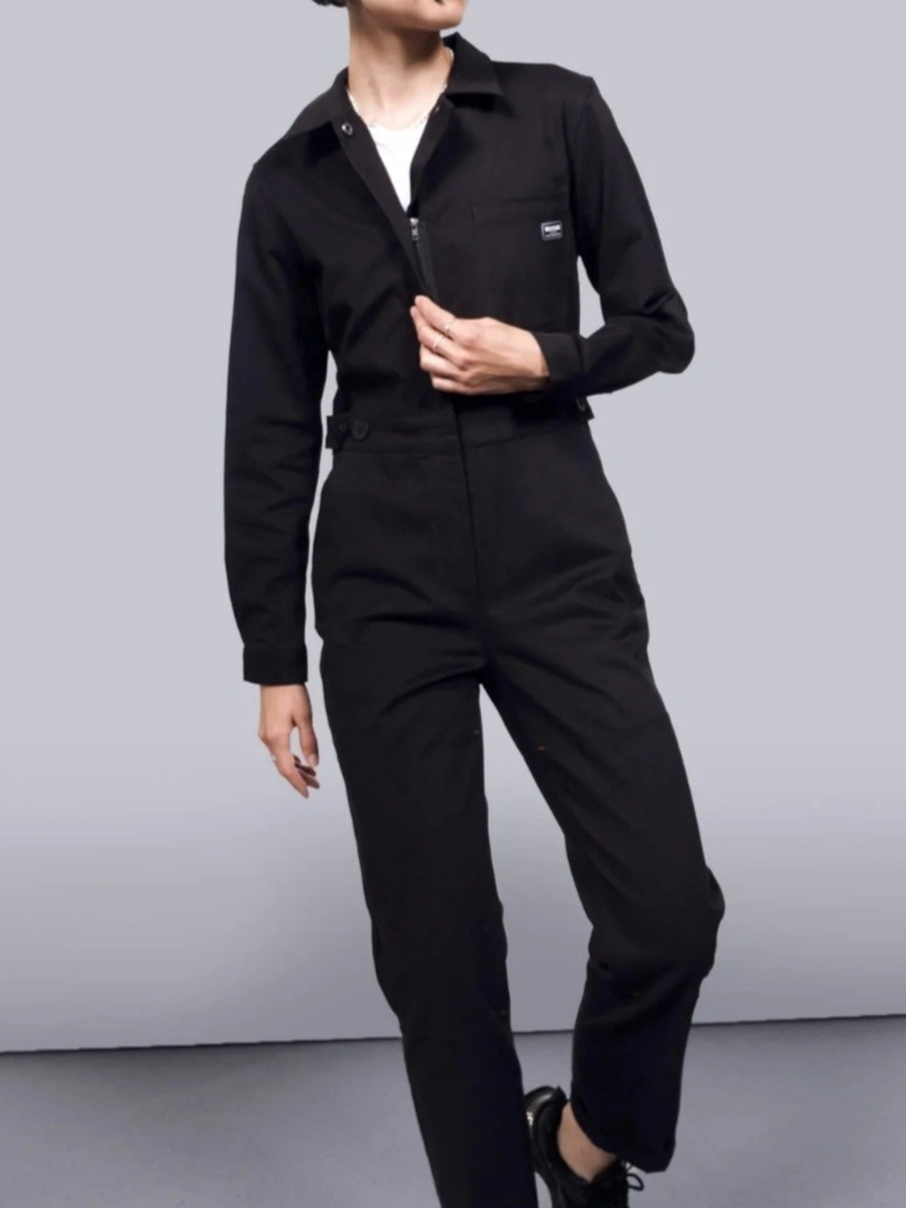 Wildfang Black Long Sleeve Coverall/Jumpsuit With Front Zip Medium
